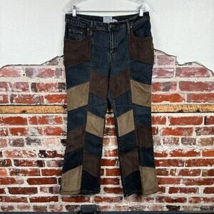 Vintage Carolina Blues Jeans Sz 34 Dark Wash Straight Leg Mid Rise Patchwork Y2K